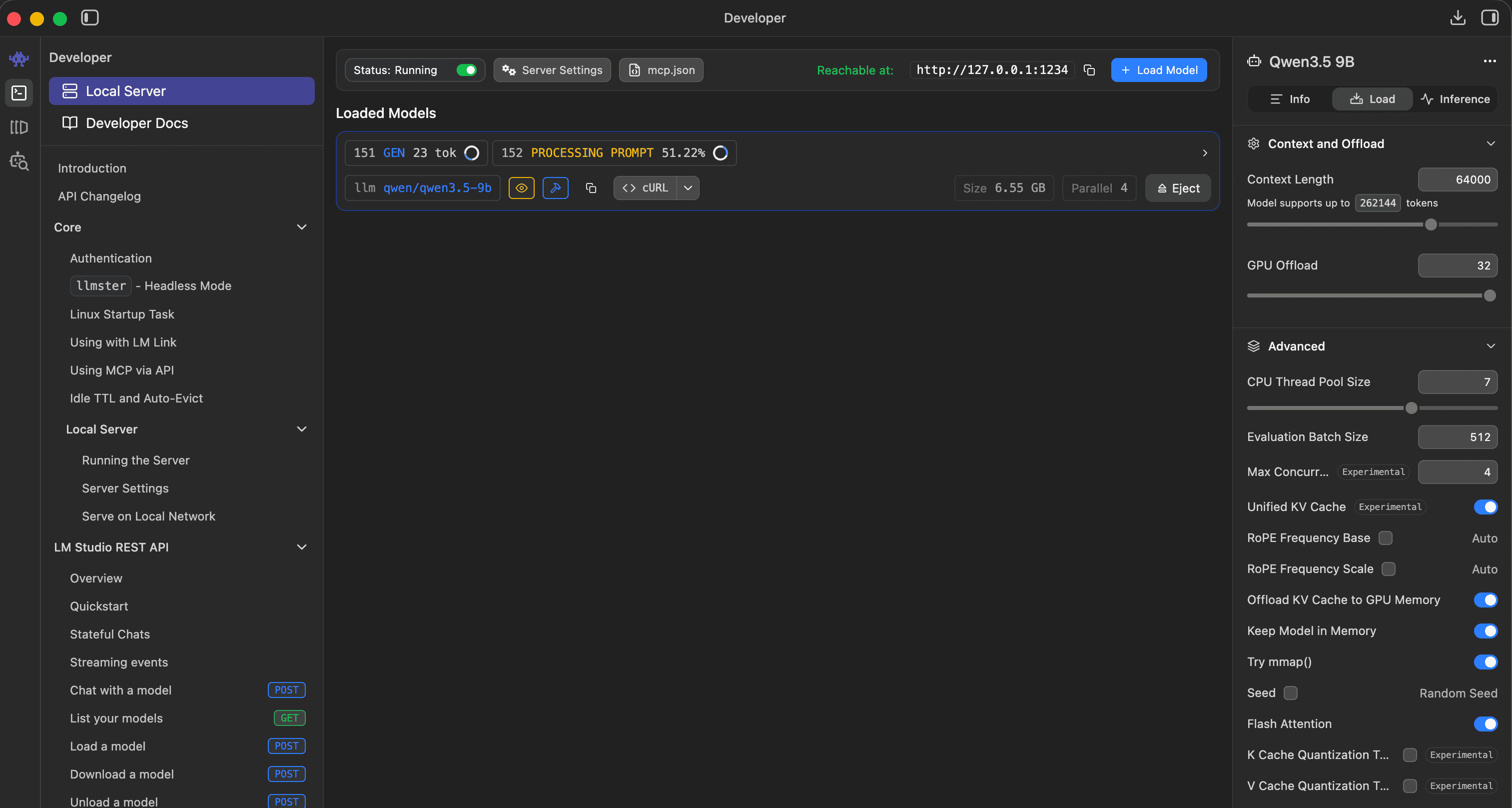LM Studio&rsquo;s Load panel — bump Context Length to 64000 here, per model